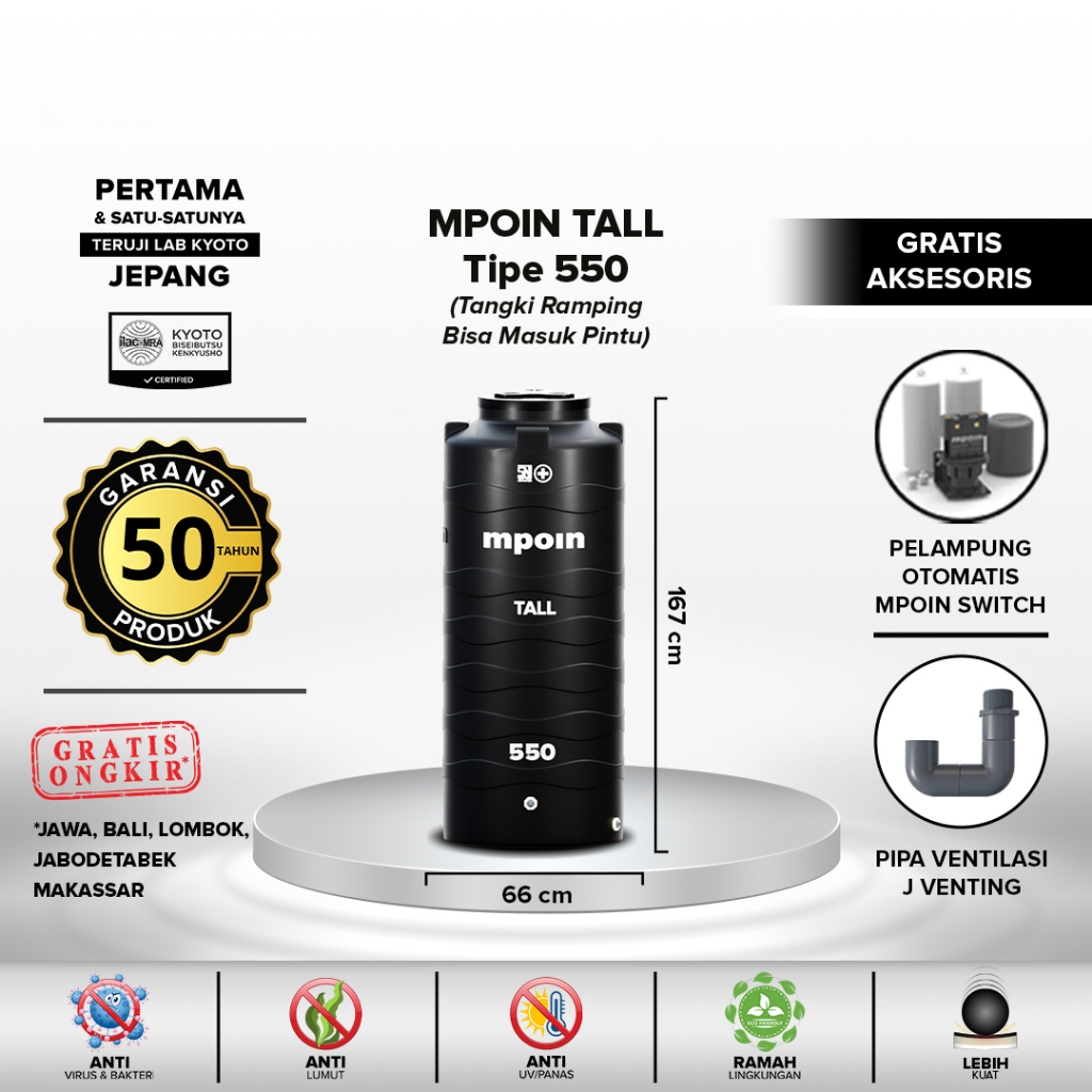Tangki Air / Tandon Air / Toren Air MPOIN PLUS 550 TALL - 550T