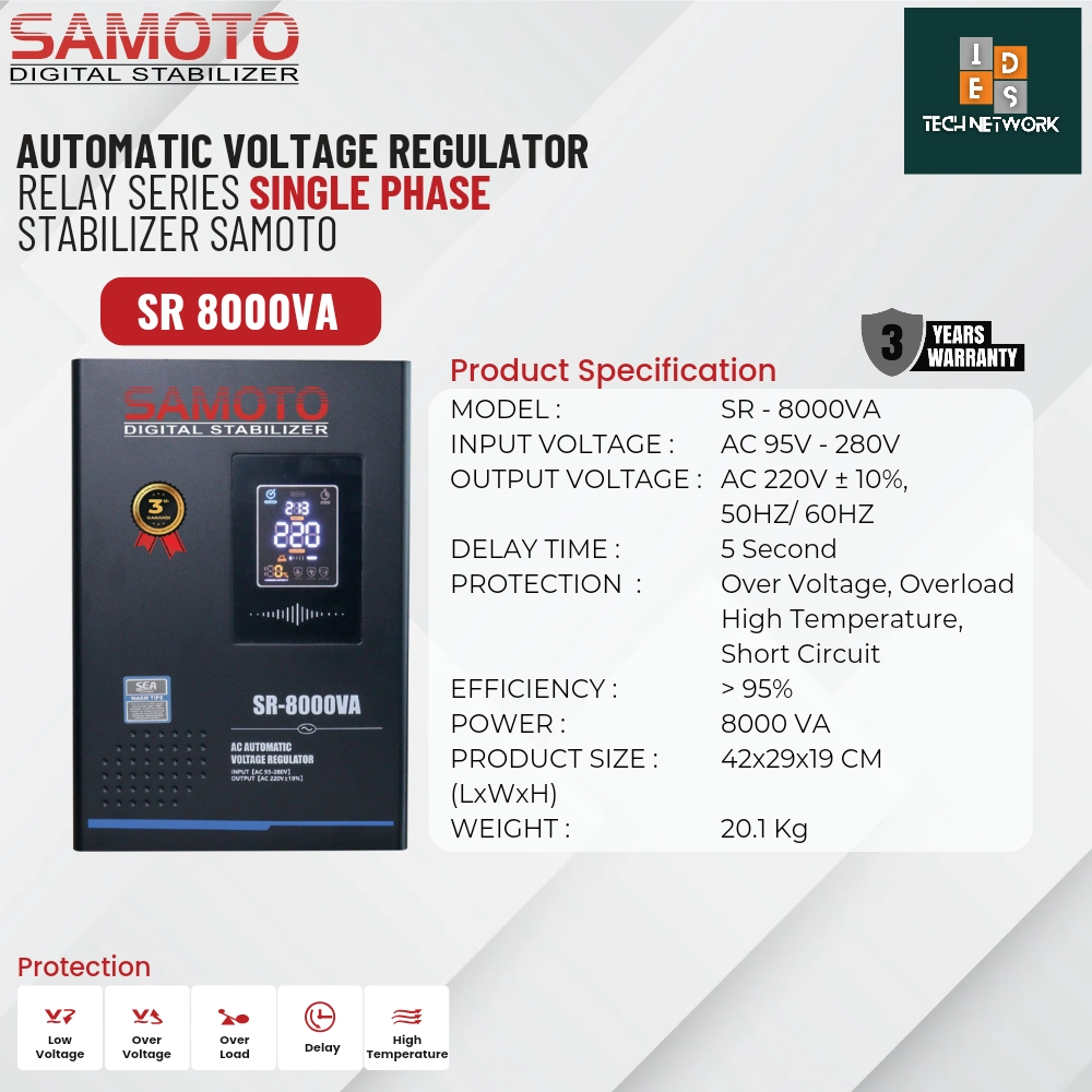 Stabilizer Samoto SR8000 Stabilizer Relay SR 8000VA Single Phase