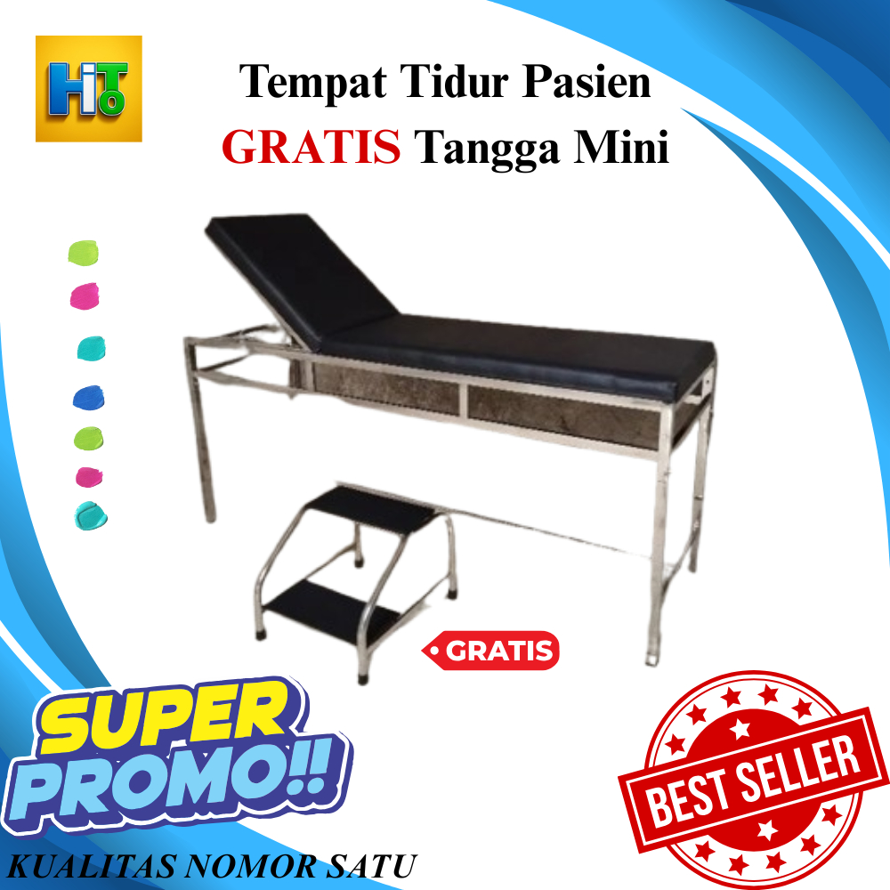 Tempat Tidur Pasien / Bed Periksa UKS Stainless + GRATIS Tangga Pijakan