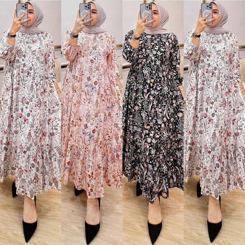 Davina Dress Busui Friendly Rayon Premium Midi Dress Premium Gamis Midi Premium