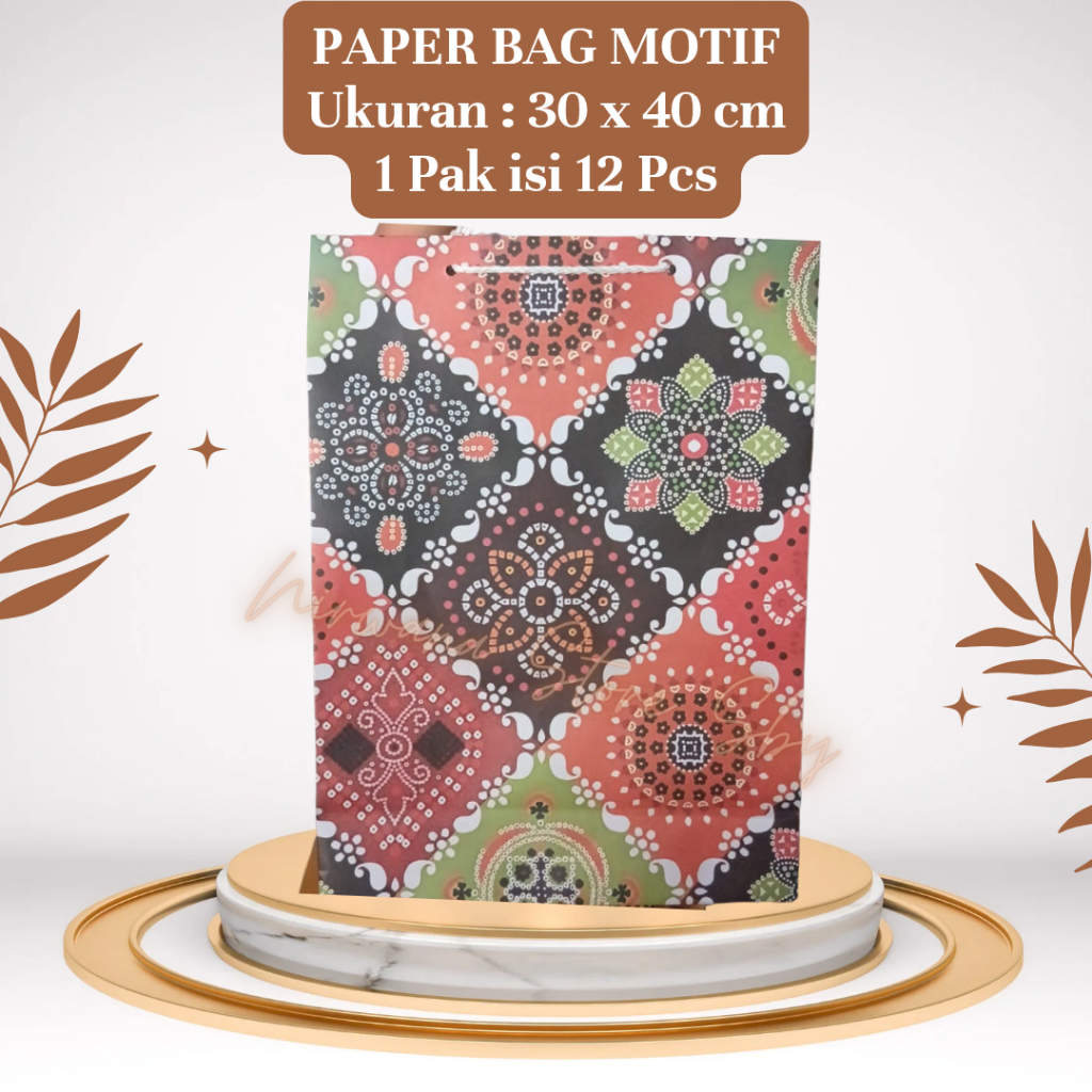 

(12 Pcs) Paper Bag Motif 30x8x40 cm / Tas Kertas / Tas Souvenir