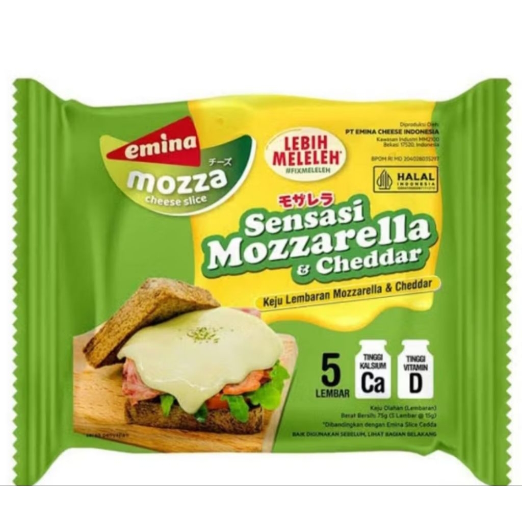 

Emina Mozza Cheese Slice 5 S | Block Cheese Mozza 160g Sensasi Mozzarella dan Cheddar