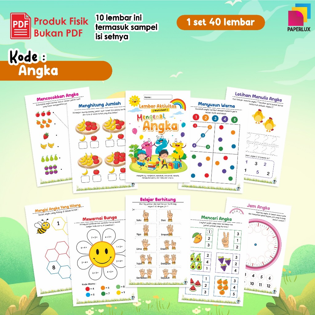

LEMBAR KERJA BELAJAR ANAK - KERTAS EDUKASI MEDIA BELAJAR - WORKSHEET A5 ISI 40 LEMBAR READY STOCK