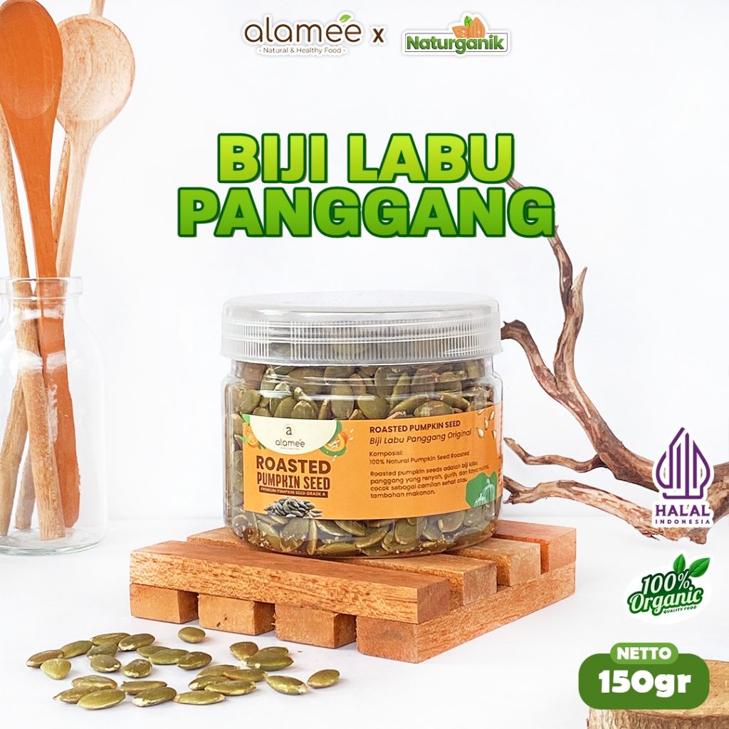 

ALAMEE Roasted Pumpkin Seed Biji Labu Pepita Kupas Panggang Matang Siap Makan 150gr Naturganik