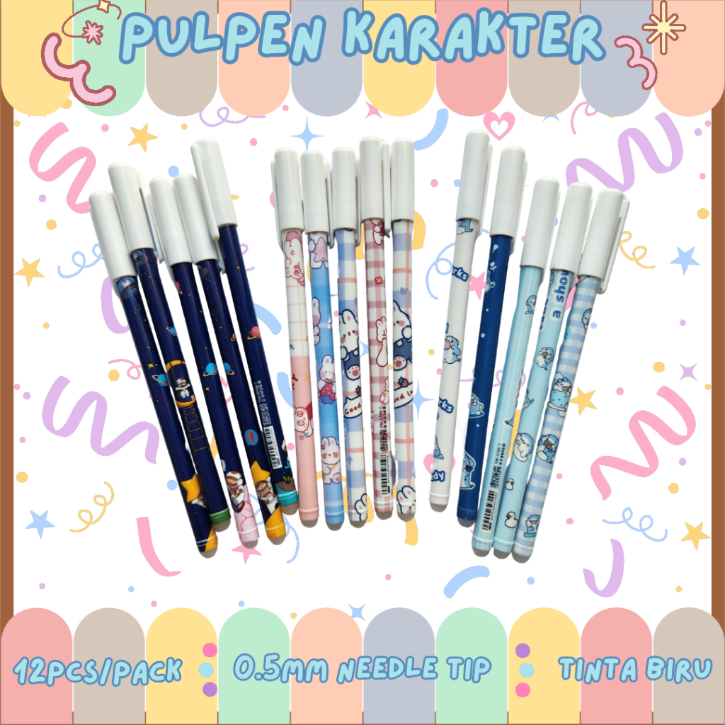 

Pulpen Karakter Lucu 12pcs Tip Jarum 0.5mm