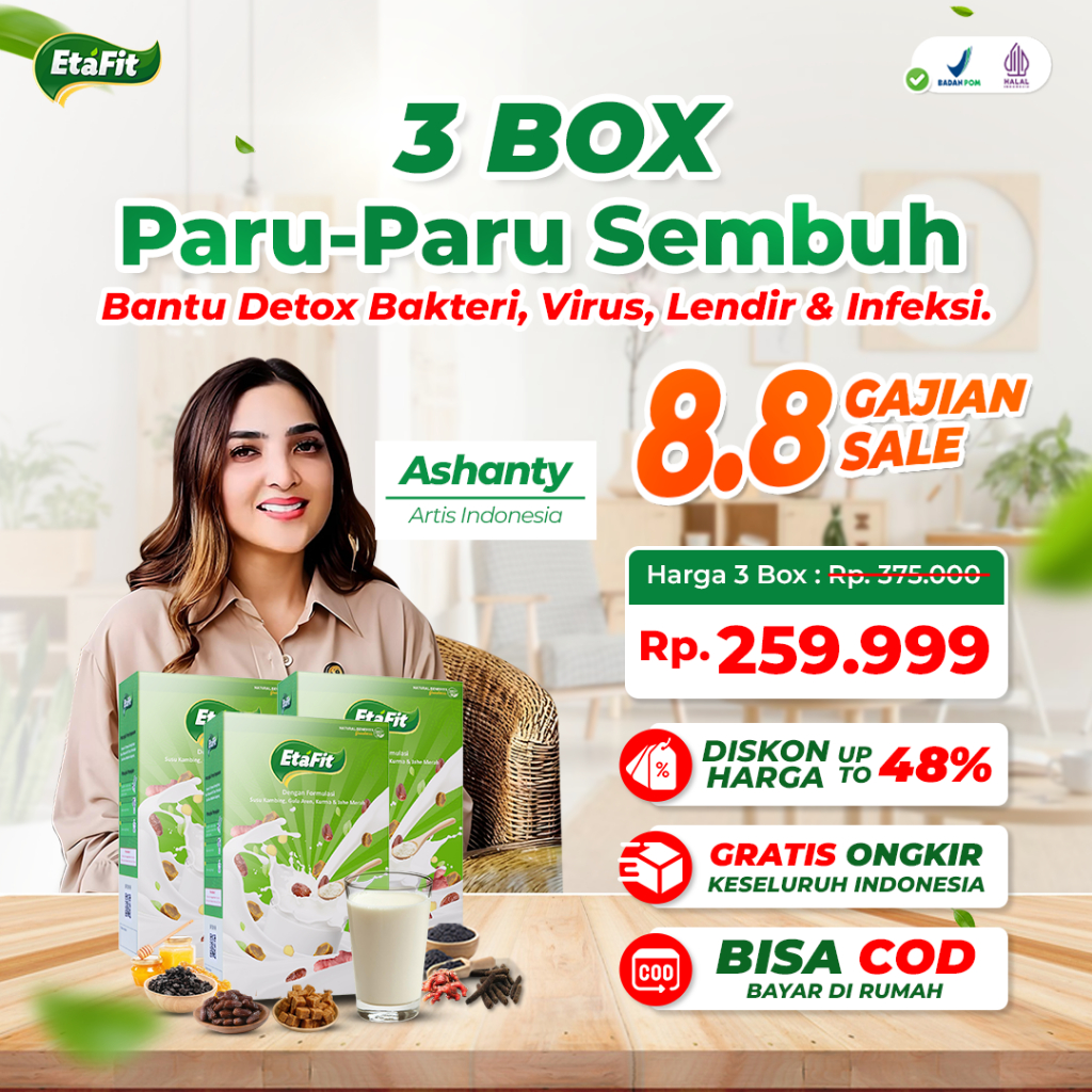 

ETAFIT Sembuhkan Paru Infeksi Nyeri Dada & Sesak Nafas - Susu Kambing Etawa + 8 Bahan Alami Premium