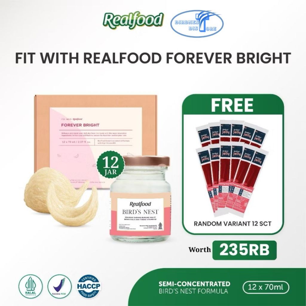 

REALFOOD FOREVER BRIGHT 12 JAR MINUMAN SARANG BURUNG WALET REALFOOD INDONESIA