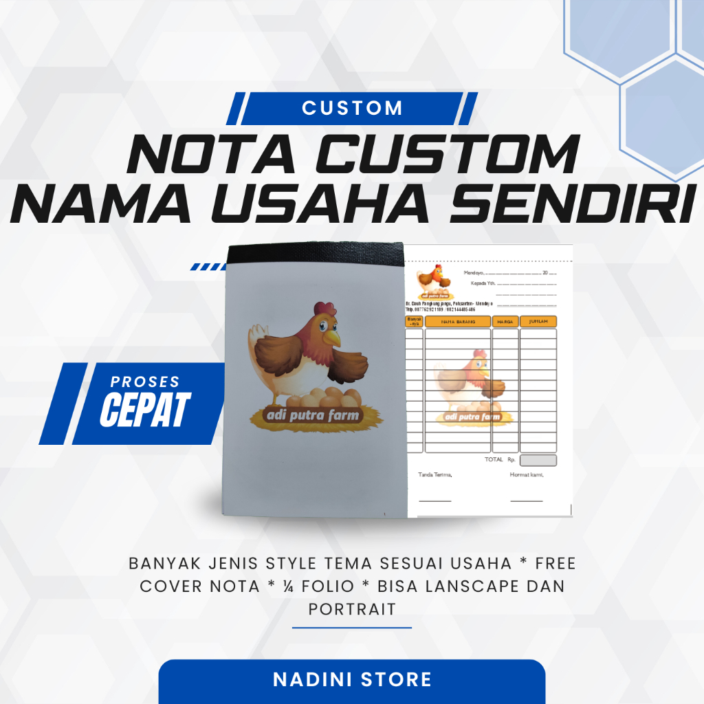 

nota custom nama usaha sendiri berwarna / color