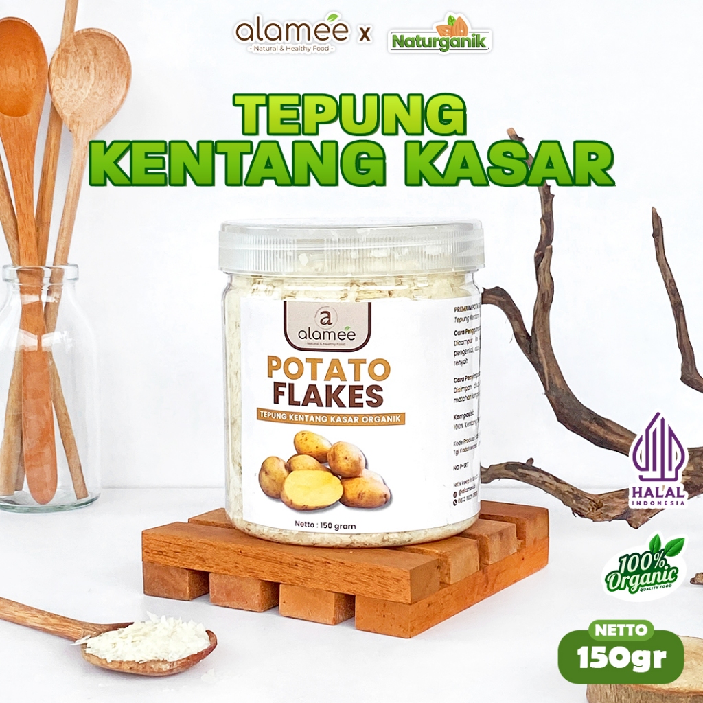 

ALAMEE Tepung Kentang Serpih Potato Flakes Premium Tepung Kentang Kasar PREMIUM 150gr Naturganik