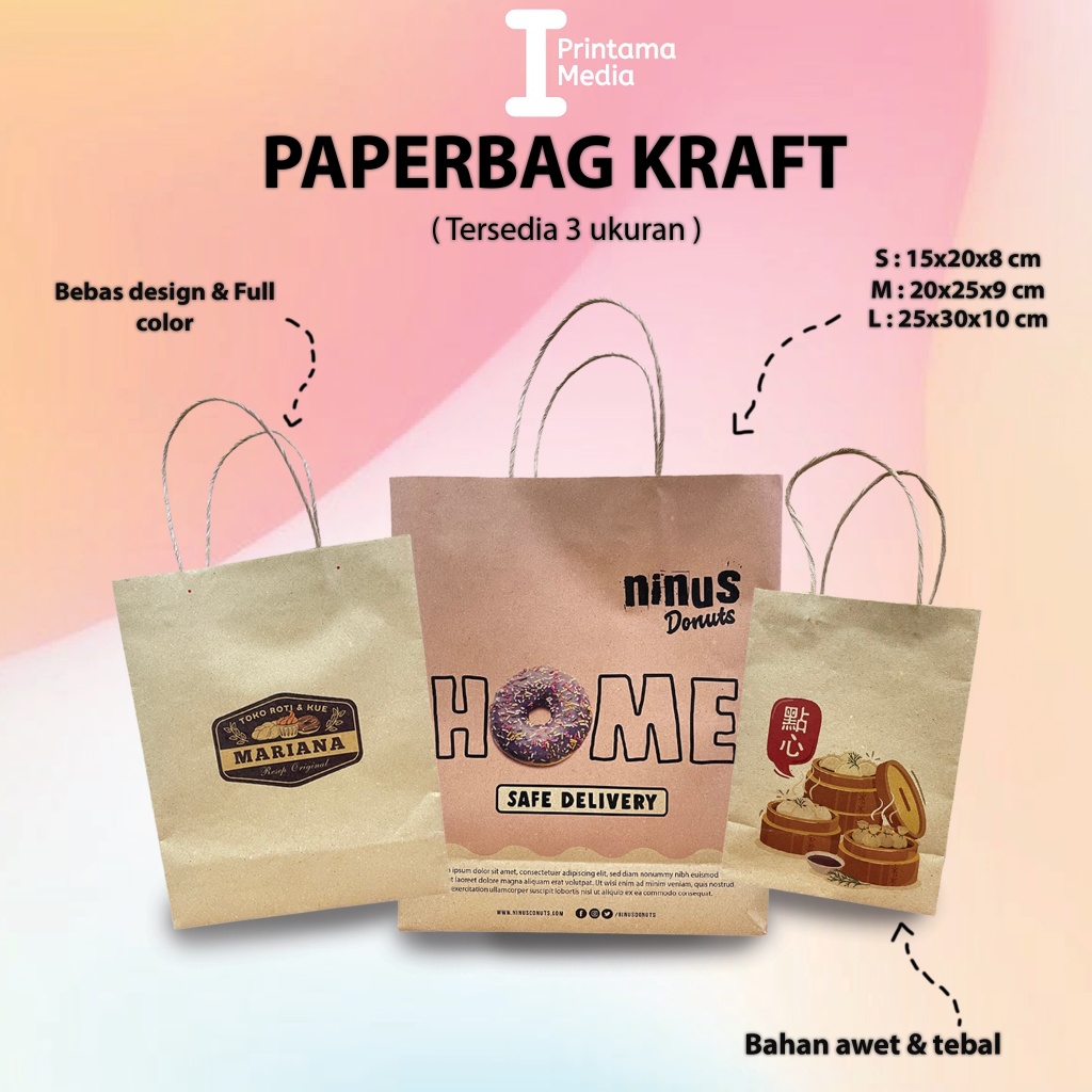 

Paperbag Custom Cetak Tas Kertas Kraft Coklat Full Color
