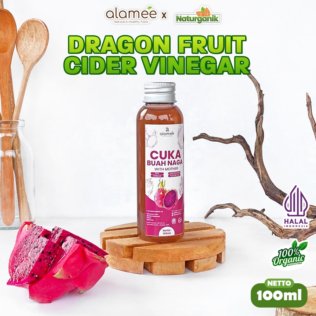 

ALAMEE Cuka Buah Naga Organik Dragon Fruit Cider Vinegar With Mother Fermentasi Probiotik 100ml Naturganik