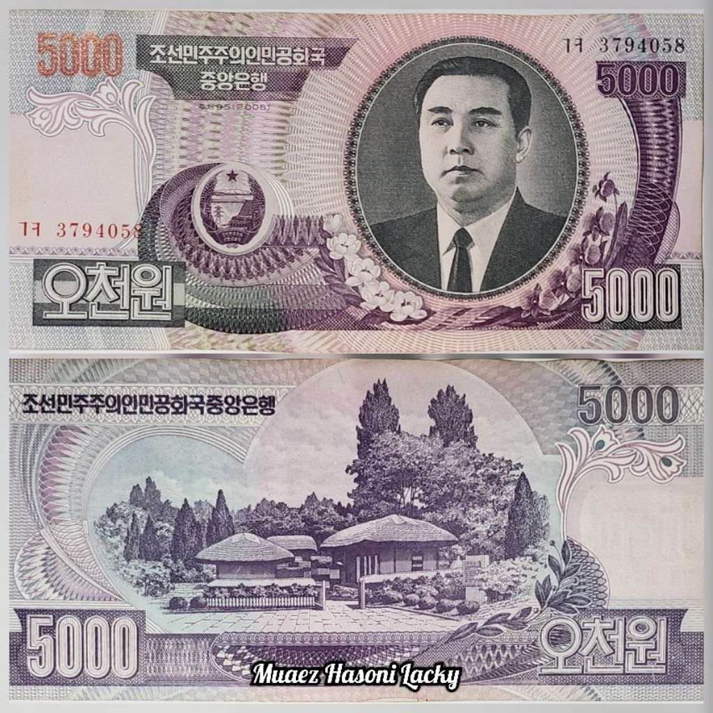 Koleksi Korea Utara Won Pecahan 5000 Won Original