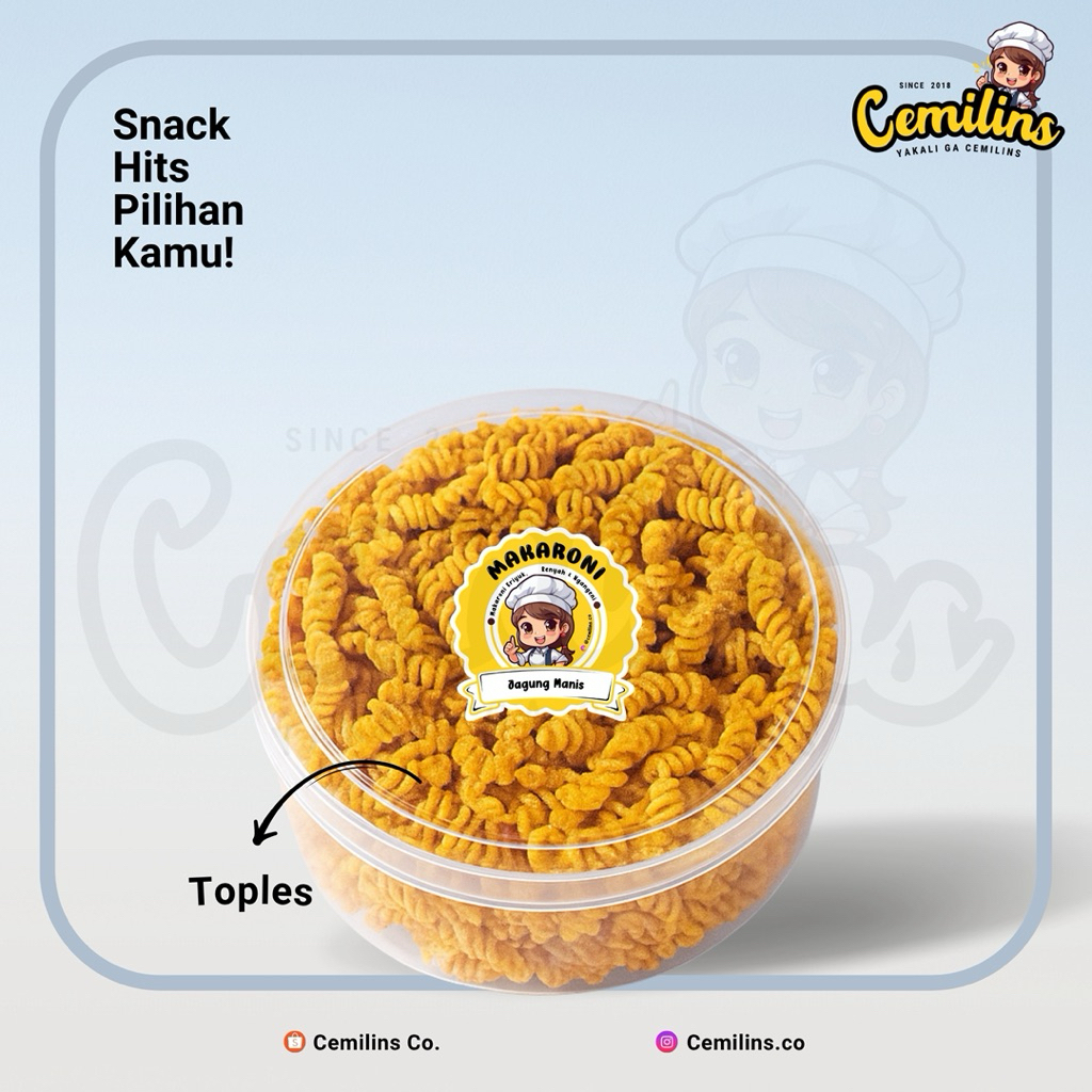 

Makaroni Toples by Cemilins.co – Camilan Renyah, Enak, dan Bikin Nagih! Snack Cemilan Pedas