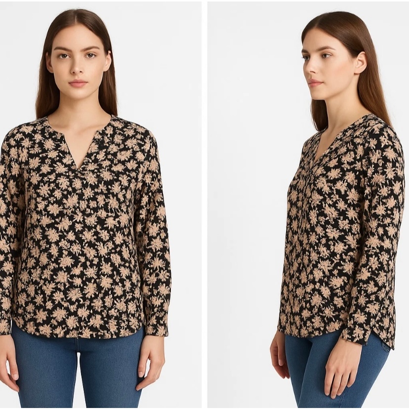 Blouse & Kemeja Ceruti Lengan Panjang Motif Original Anko