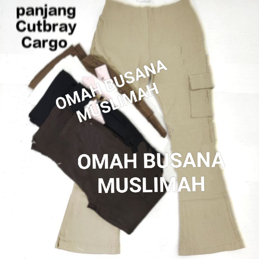 Celana Panjang Wanita Cutbray Cargo Stretch tebal Simple Me