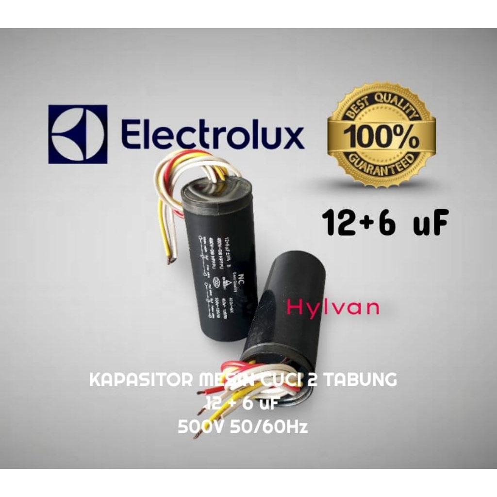 KAPASITOR MESIN CUCI 2 TABUNG 12+6uf ELECTROLUX