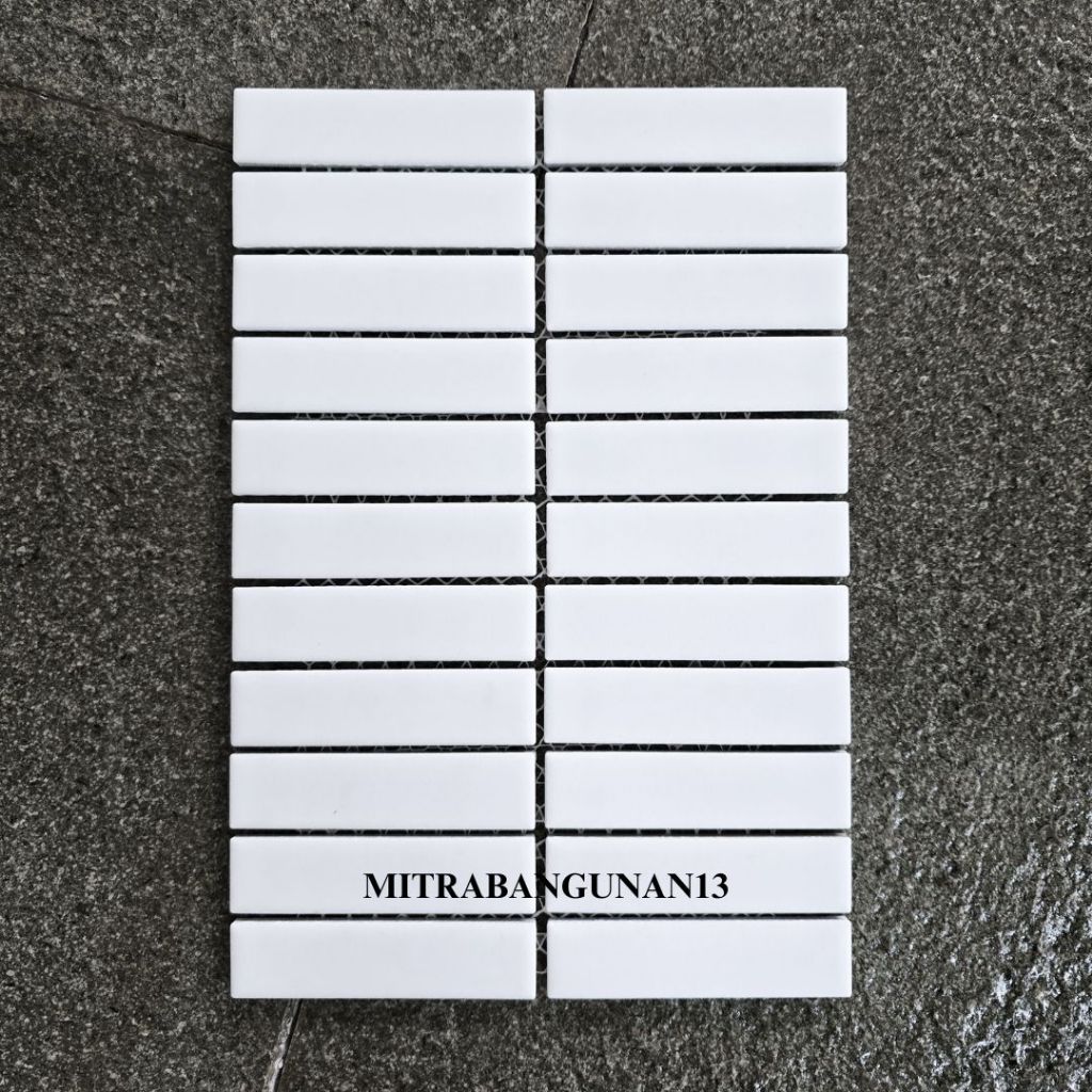 Mosaic Mozaic Mosaik Kit Kat White Matte Keramik Finger Tile Keramik Interior Keramik Dinding Mewah 