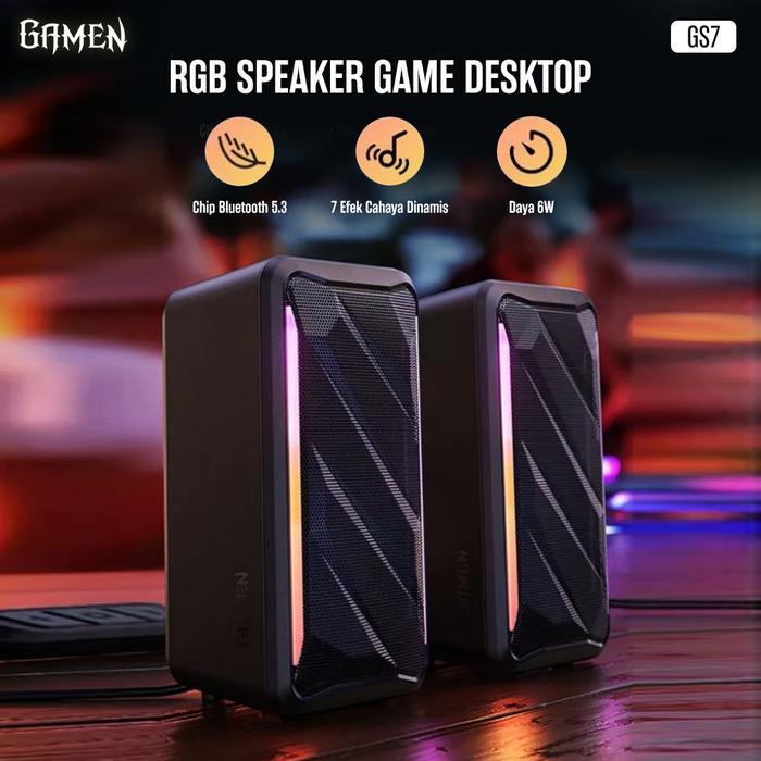 GAMEN Speaker Gaming Bluetooth 5.3 Laptop/PC Surround Sound GS7 Bass RGB Original - Garansi 1 Tahun 