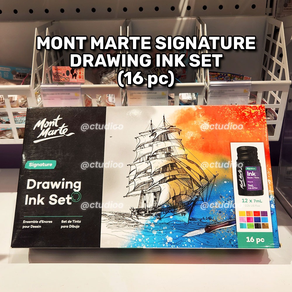 

(PRE ORDER) Mont Marte Signature Drawing Ink Set (16 pc) Glass Dip Pen
