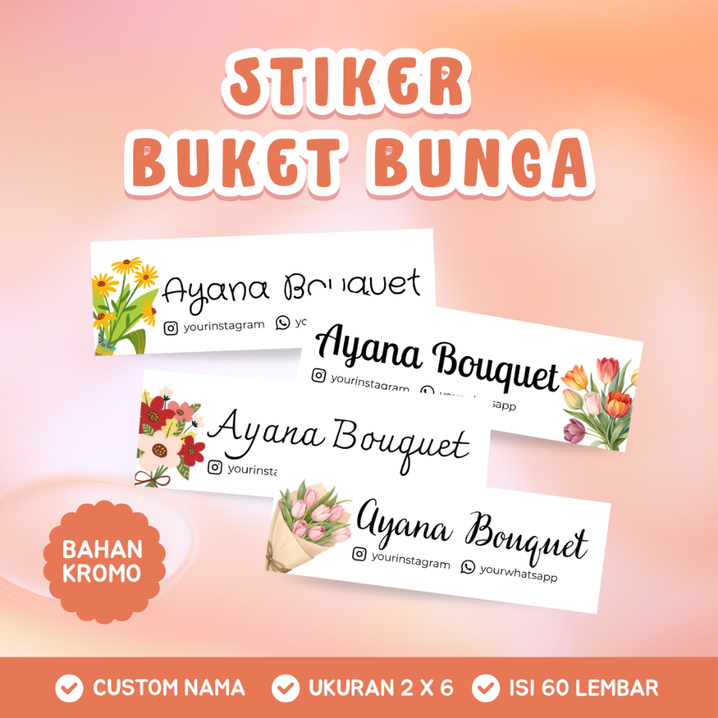 

[60 LEMBAR] STIKER BUKET BUNGA/STIKER LABEL TOKO BUNGA/BUKET BUNGA/STIKER KROMO