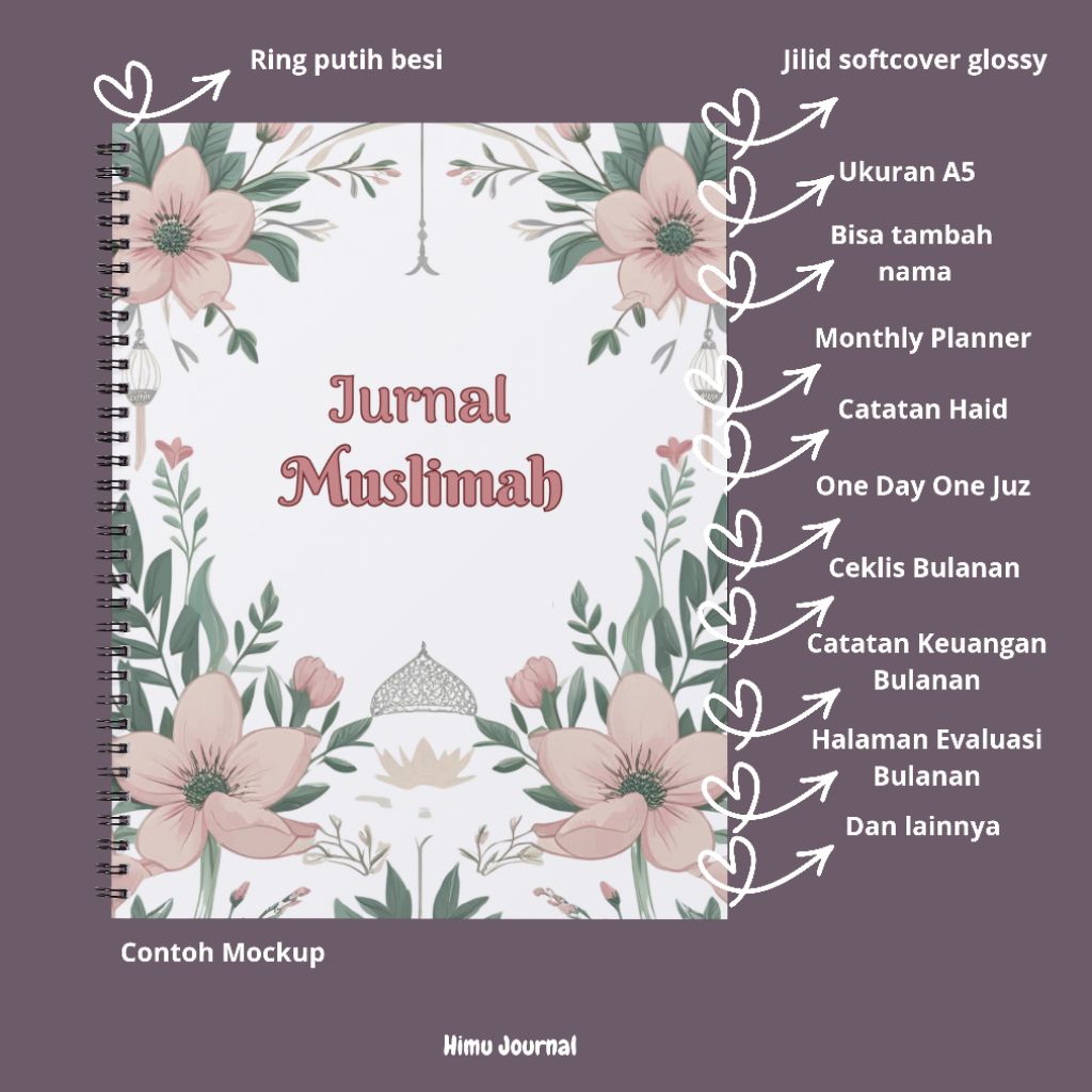 

Jurnal Muslimah A5 Custom Softcover | Muslimah Planner Satu Tahun, Muslimah Journal