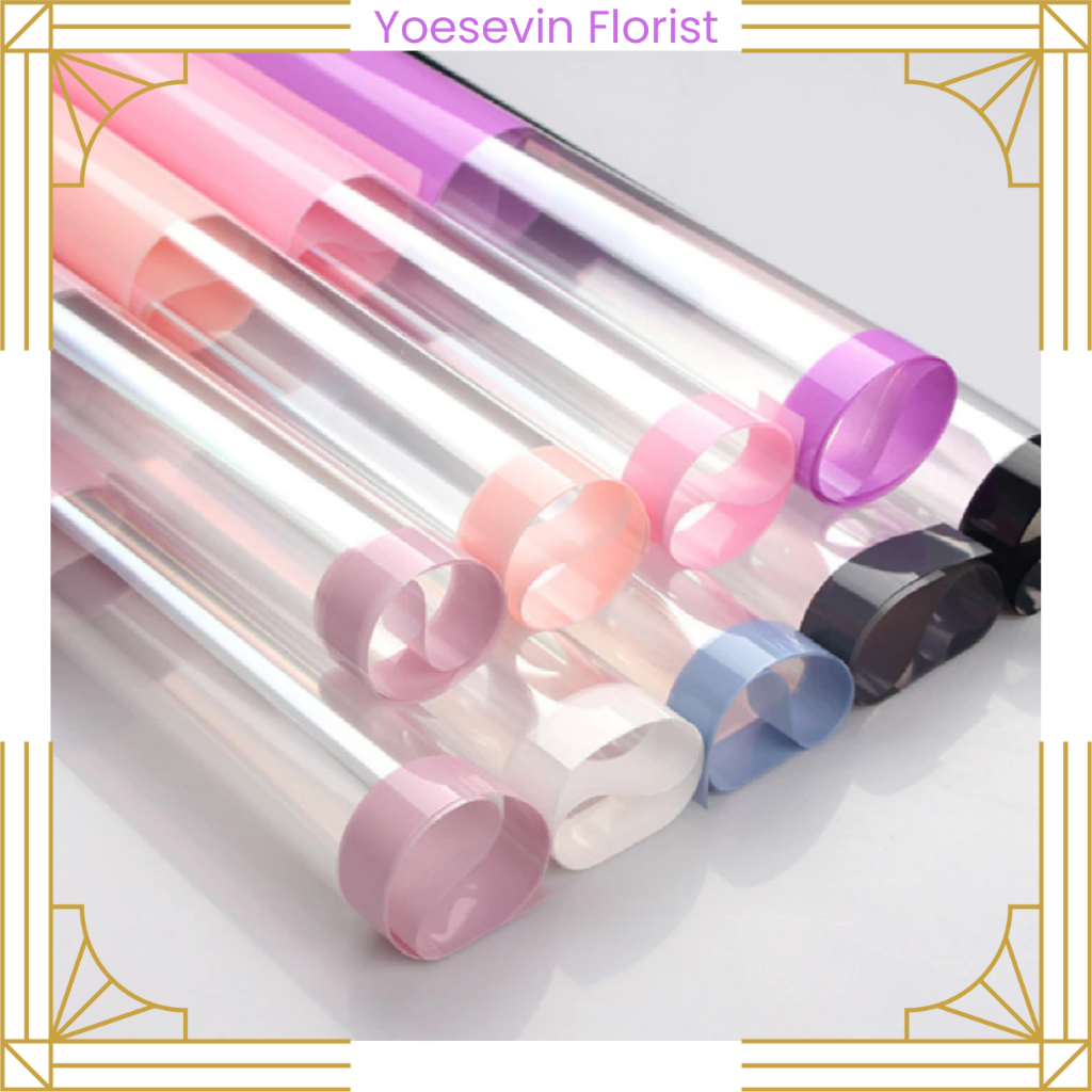 

KB6054 Kertas Buket Cellophane Flower Wrapping Paper Color Frame Transparan List Waterproof