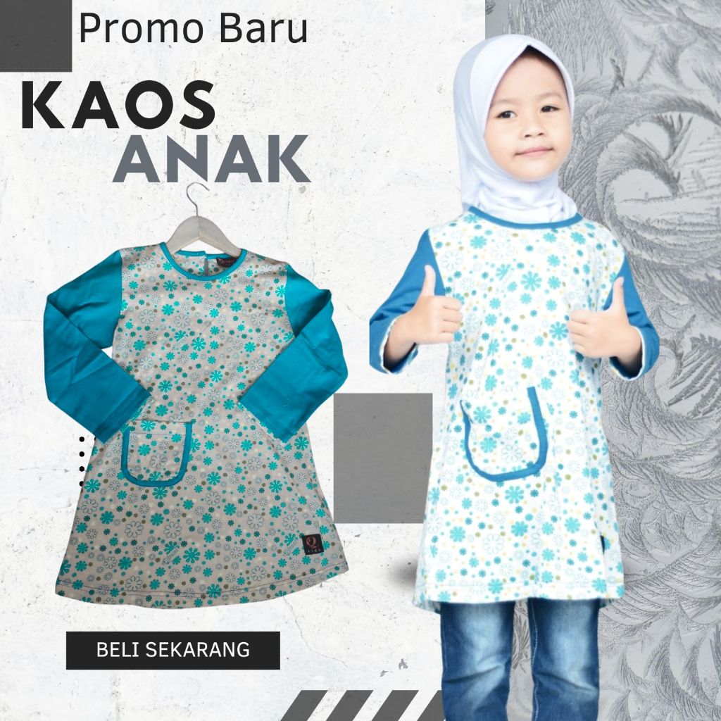 ATASAN KAOS BLUS ANAK QIRANI POPPY 16 BIRU TOSCA MUDA / BLUS ANAK QIRANI PROMO MURCE