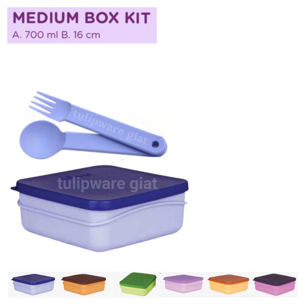 Twin Tulipware PAKET HEMAT BEKAL Medium Box 700 ml  FREE SENDOK GARPU Tulipware Kita