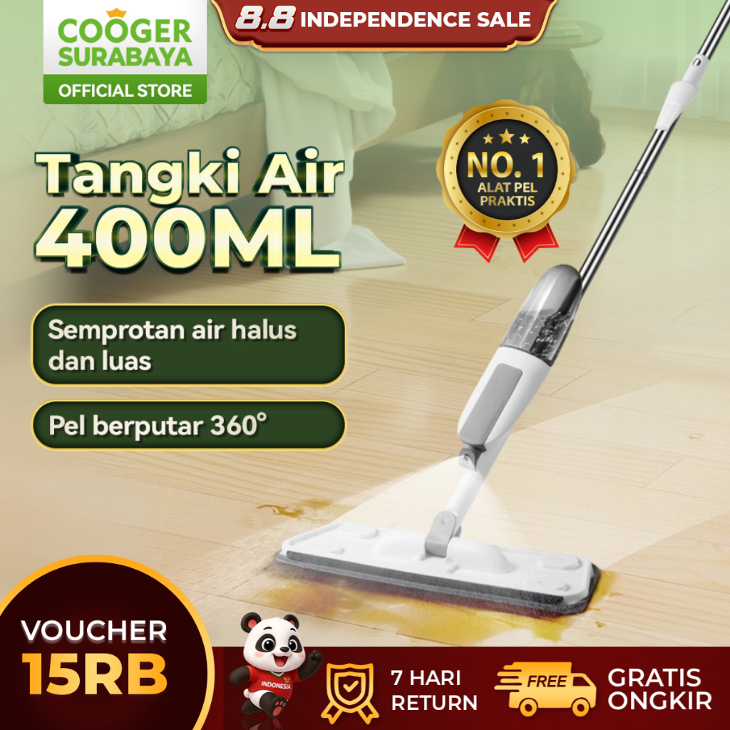 COOGER SURABAYA Alat Pel Lantai Semprot Aurora Spray Mop Otomatis dengan Tangki Air Sabun Microfiber