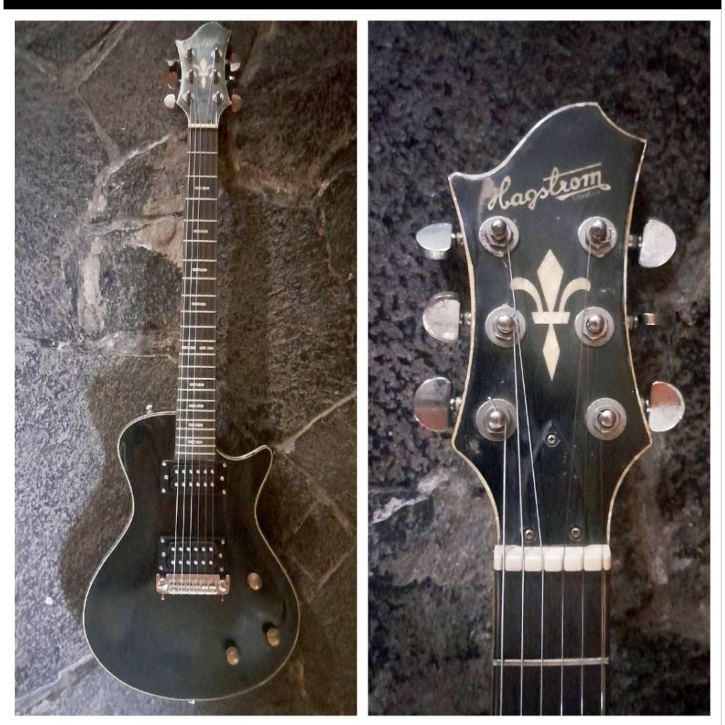 Guitar Electric - Hagstrom Ultralux Black ( LesPaul, SG pickup model )