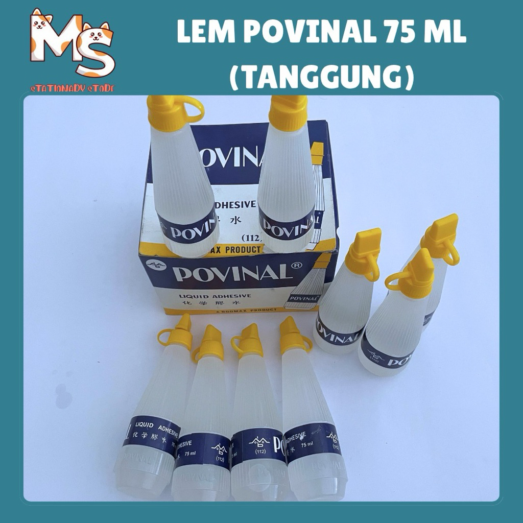 

[1 PAK/ DUS] LEM KERTAS CAIR POVINAL Tanggung 75 ml Isi 12 Pcs