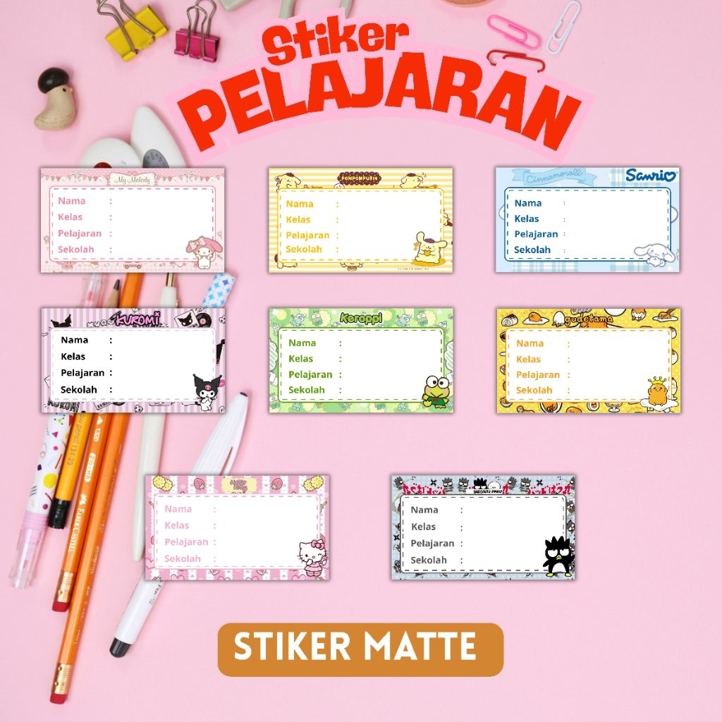 

Stiker Label Buku Pelajaran Sekolah Sanrio series