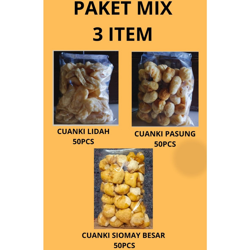 

paket mix 150pcs cuanki lidah,cuankipasung,cuanki siomay besar