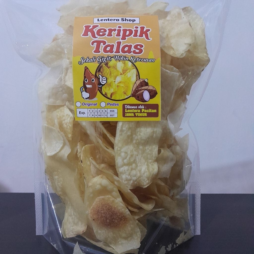 

Keripik talas original dan pedas