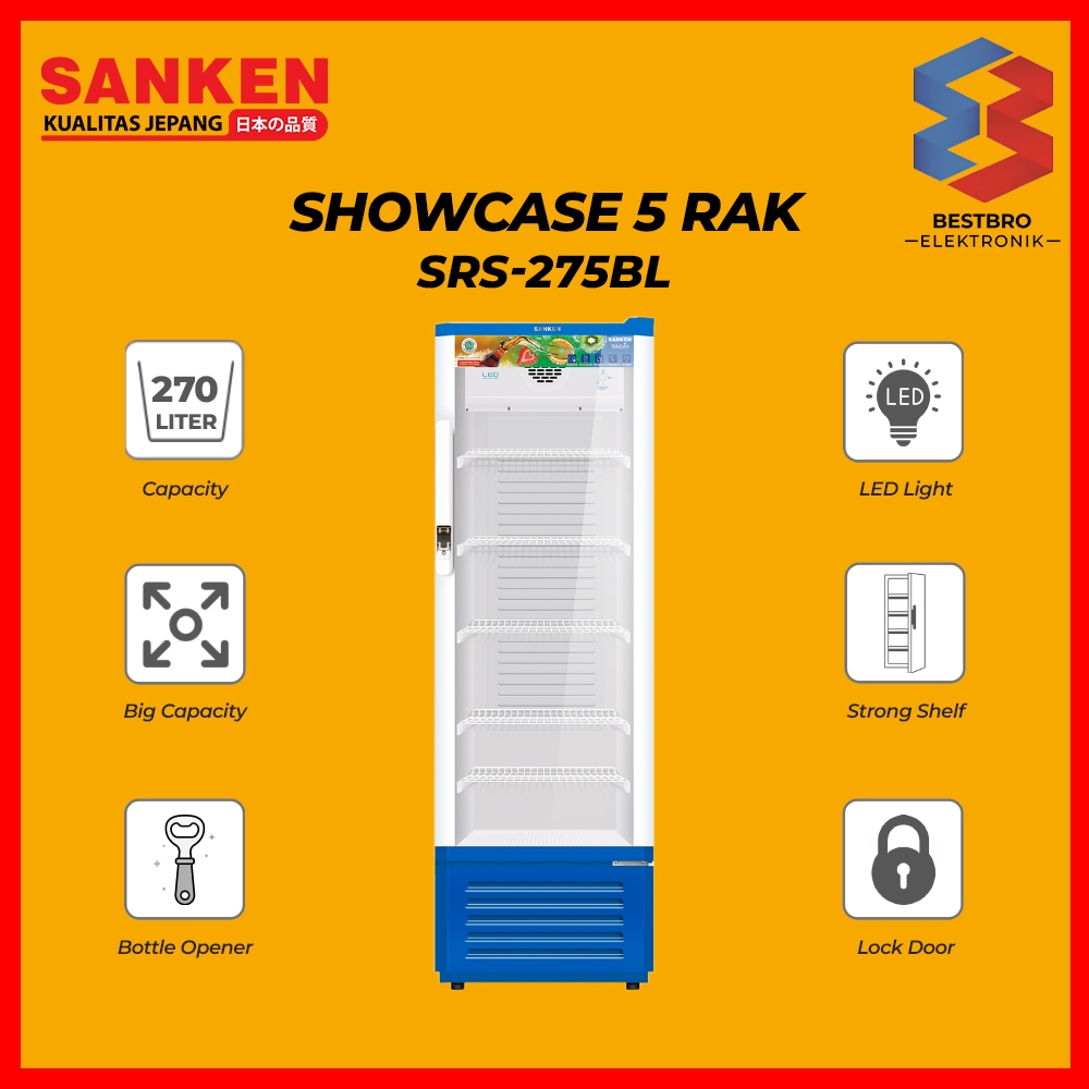Sanken Showcase SRS-275BL Kapasitas 270 Liter