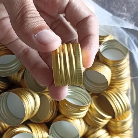 TUTUP BOTOL ALUMUNIUM GOLD DRAT ULIR 28 MM Cocok untuk botol madu botol marjan