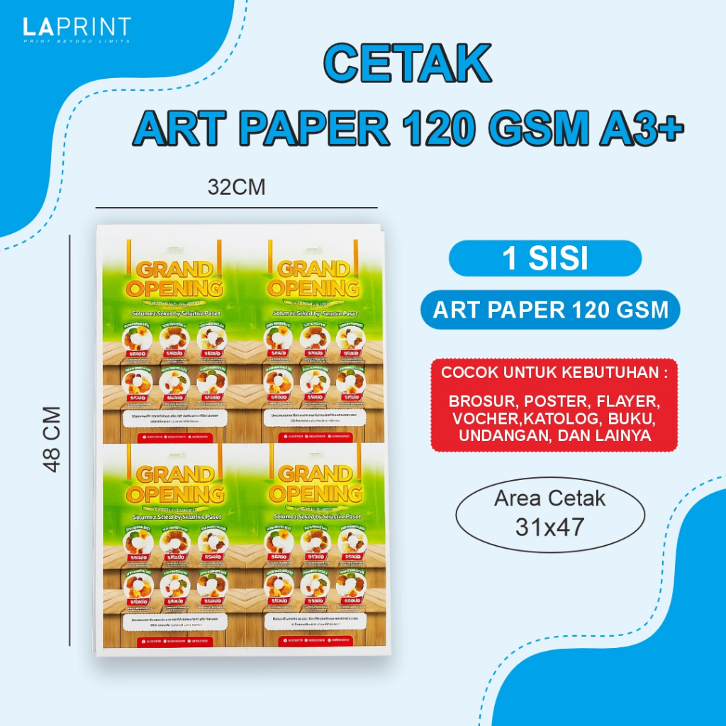

Cetak Art Paper 120gsm Satu Sisi | Print Kertas Brosur / Poster / Flayer