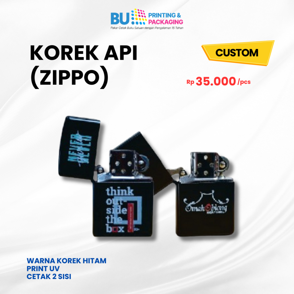Korek Api Zippo Custom Desain | Korek Premium Cetak Logo atau Nama
