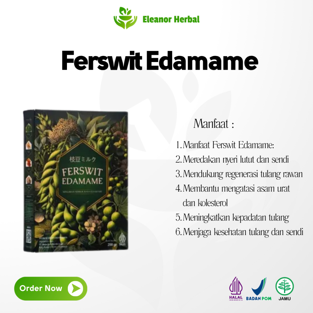 

Ferswit Edamame Susu Untuk Asamurat, Kolestrol,Nyeri Tulang & Sendi