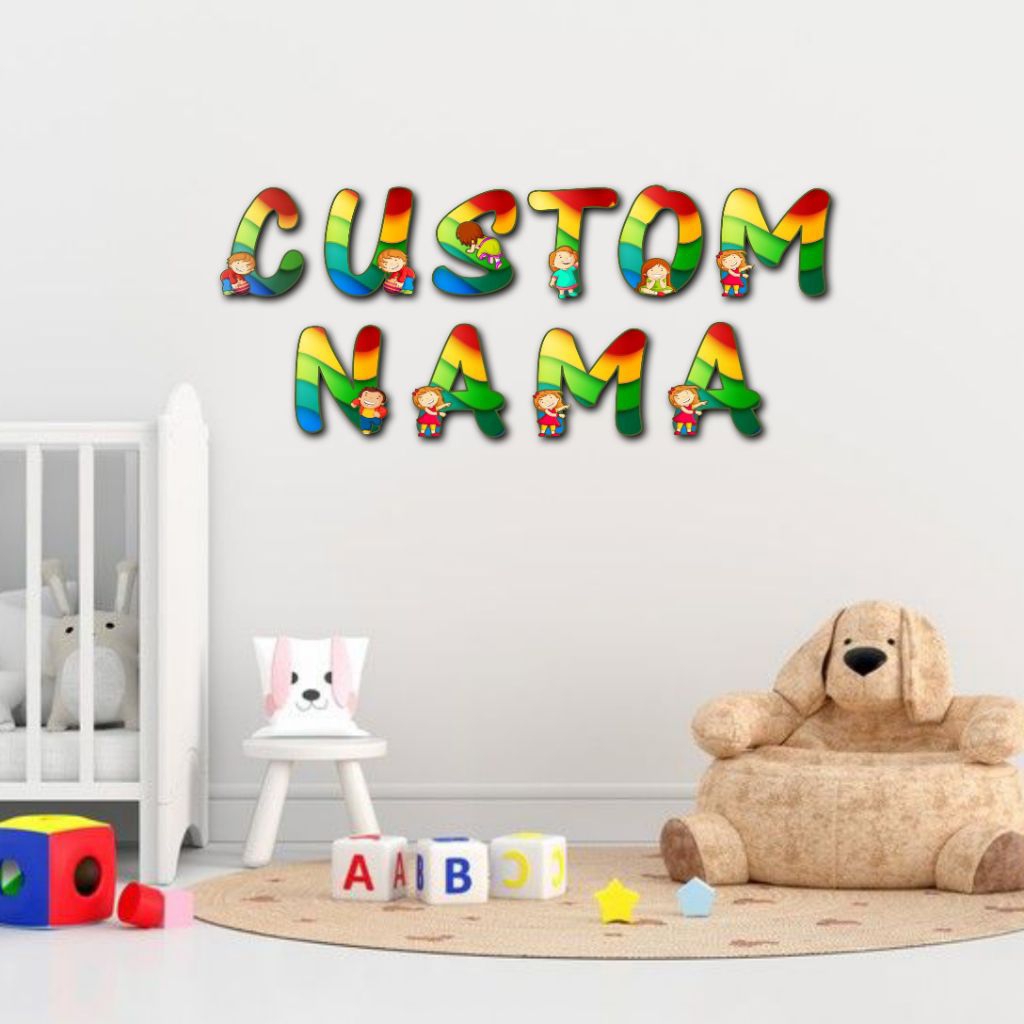 Hiasan dinding huruf alphabet ukir motif huruf anak dekorasi kamar anak wall decor