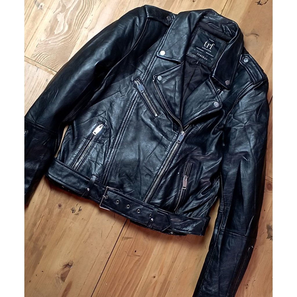jaket kulit ramones zara size XS