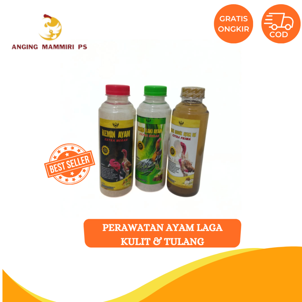 PAKET PERAWATAN KULIT DAN TULANG AYAM LAGA || ARAK GOSOK BN-KEMIN BUBUK MERAH-KEMIN BUBUK HIJAU