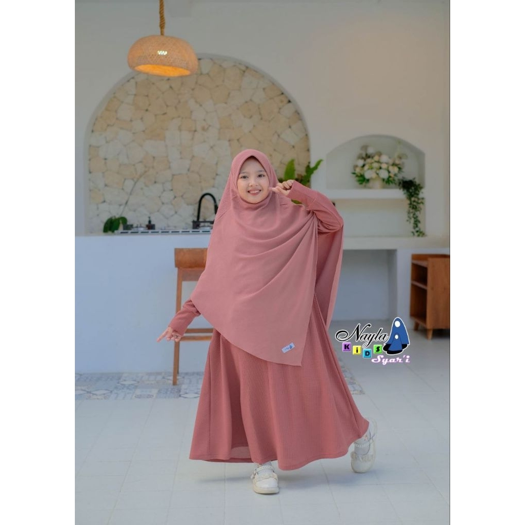 Gamis Anak Hania knit, Hanin ,Shabby | Nayla Kids | Gamis Anak Set Jilbab Elegan Syari| gamis anak p