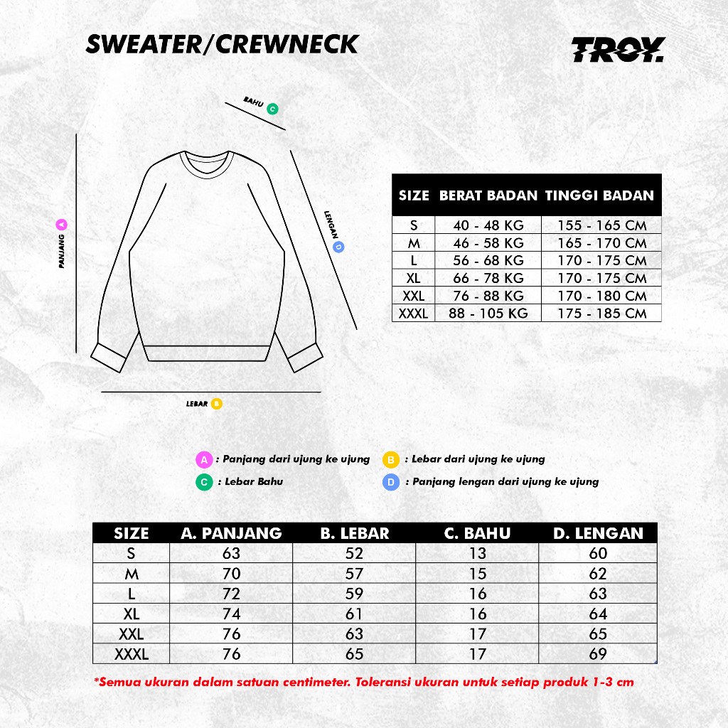 Troy Company Sweater Crewneck Black Goza - Sweater Hitam SW 3231