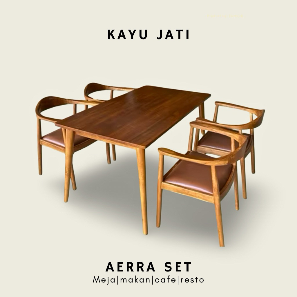 Custom Model Set Meja Makan Minimalis Harga Termurah Asli Kayu Jati 100% - Meja Kursi Cafe Bar Resto