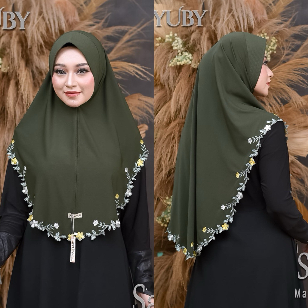 Hijab Instan Salsa Bordir Bunga Soft Ped Jersey Premium Original Ayyuby