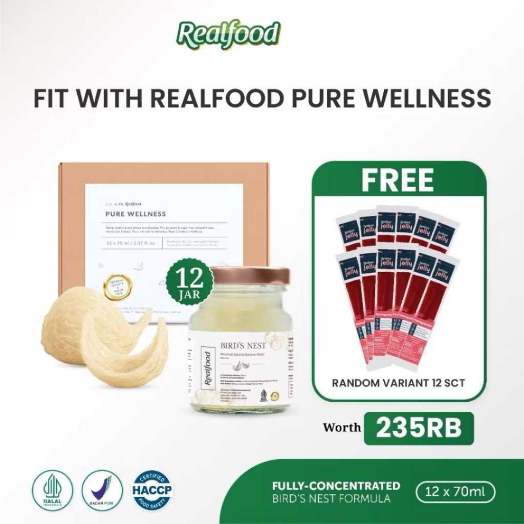 

Realfood Pure Wellness 12 Jar Bird Nest | Sarang Burung Walet Vitamin BPOM Indo Birdnest