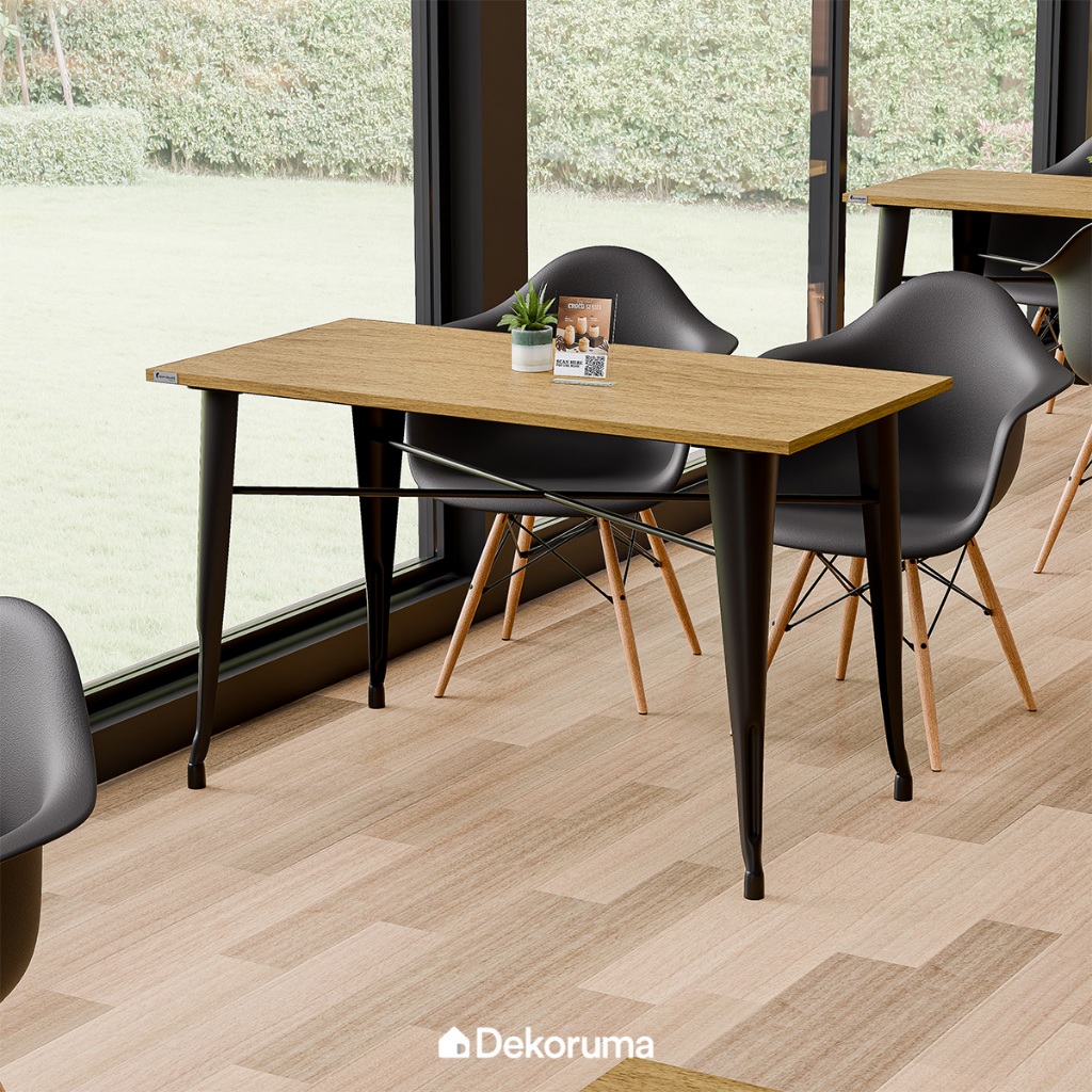 Dekoruma CHESTER Meja Barstool Minimalis 120x60CM/ Cafe Table Top Kayu New London Elm - Cokelat