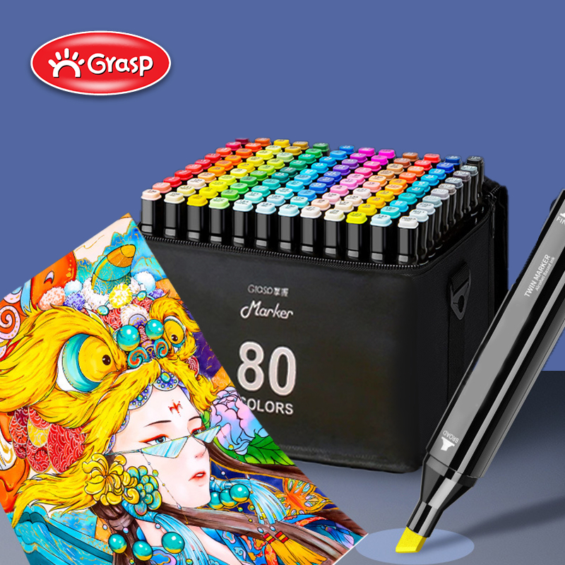 

GRASP Set Spidol Marker Felt Pen 24/30/40/60 Warna Sketsa Kartun Seni Pelajar Alkohol Based Tidak Beracun MW001