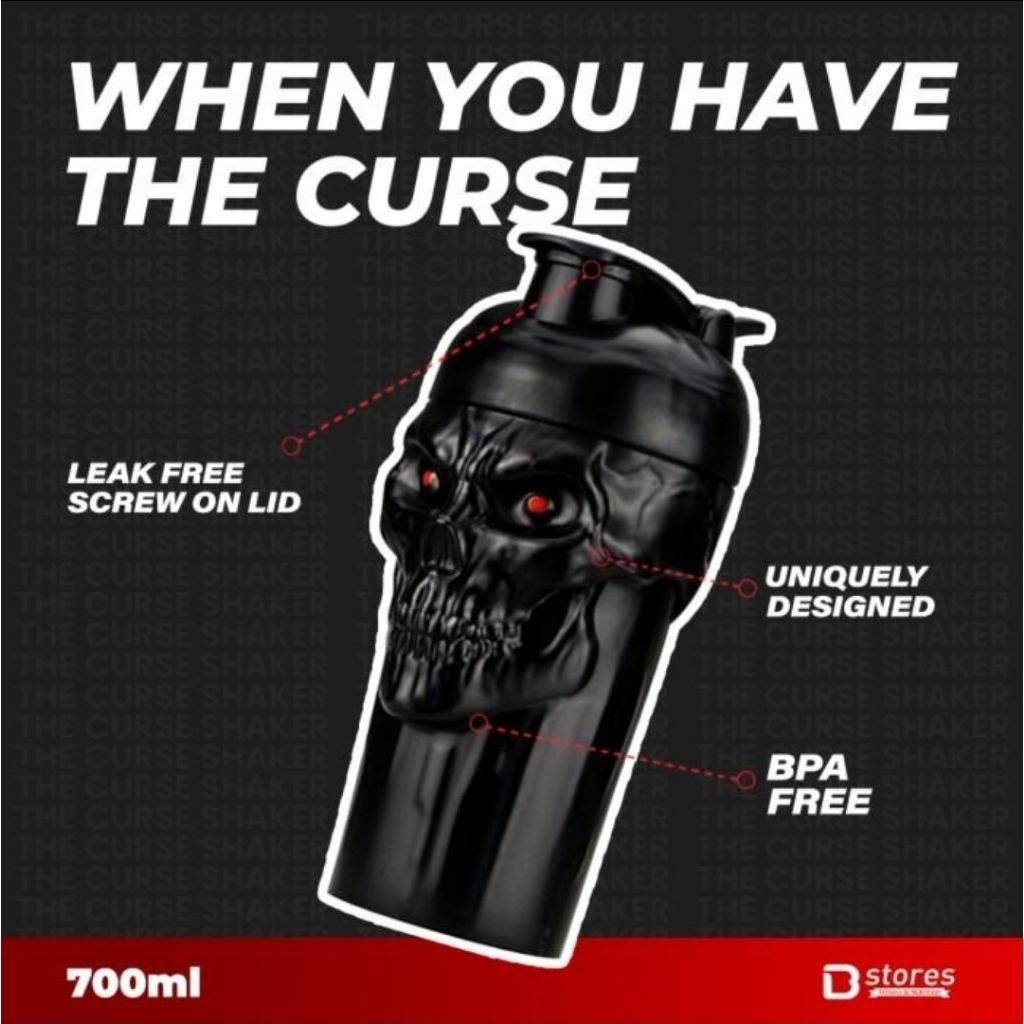 skull shaker jnx the curse shadow bpa free botol minum olahraga gym fitness 600ml 600 ml